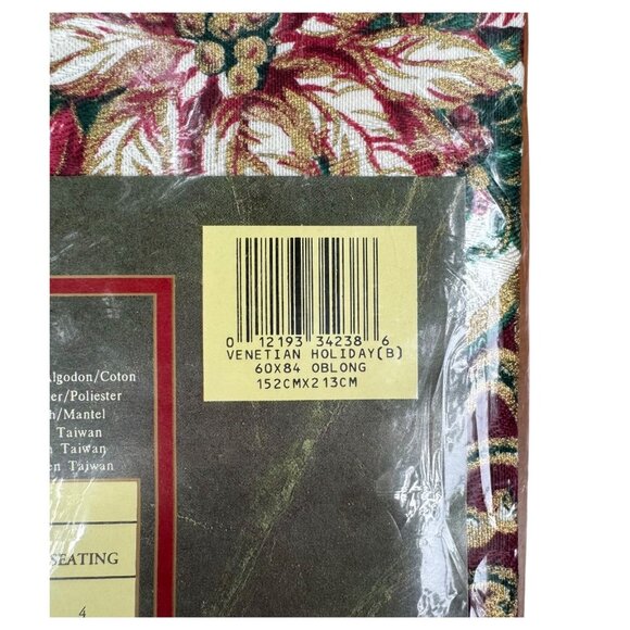 Holiday Statements Venetian Holiday 60X84" Obl Tablecloth Red/Grn/Gold Floral - Picture 7 of 7